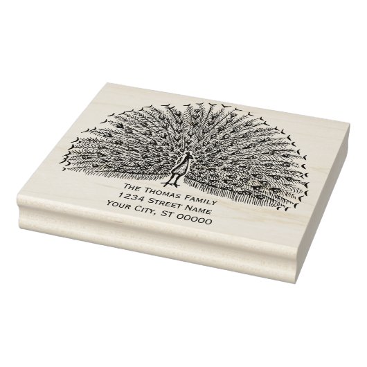 Pauw pronkt met veren #2 Retouradres  Rubberstempel (Stempel)