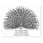 Pauw pronkt met veren #2 Retouradres  Rubberstempel (Afrduk)