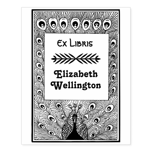 Pauw pronkt met veren #3 Ex Libris boek Rubberstempel (Afrduk)