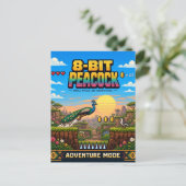 Pauw, Retro 8-Bit Pixelkunst Briefkaart (Staand voorkant)