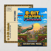 Pauw, Retro 8-Bit Pixelkunst Briefkaart (Voorkant / Achterkant)