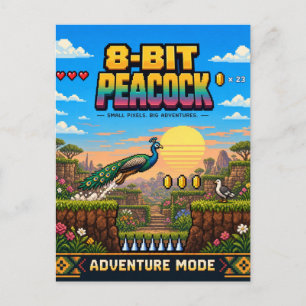 Pauw, Retro 8-Bit Pixelkunst Briefkaart