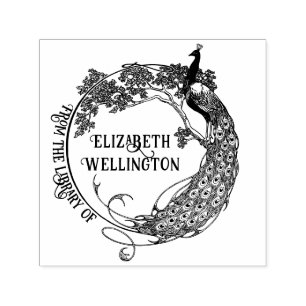 Pauw Ronde Frame Art Nouveau Bibliotheek Boek Naam Zelfinktende Stempel