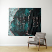 Pauw & Roze Gouden Agate Bruiloft Welcome Wandkleed (In Situ (horizontaal))