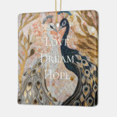 pauw roze gouden kerst keramisch ornament (Links)