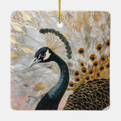 pauw roze gouden kerst keramisch ornament (Achterkant)