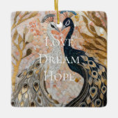 pauw roze gouden kerst keramisch ornament (Voorkant)