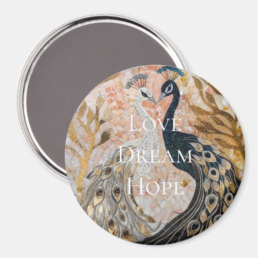  pauw roze gouden kerst magneet (Voorkant / Achterkant)