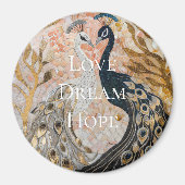 pauw roze gouden kerst magneet (Voorkant)