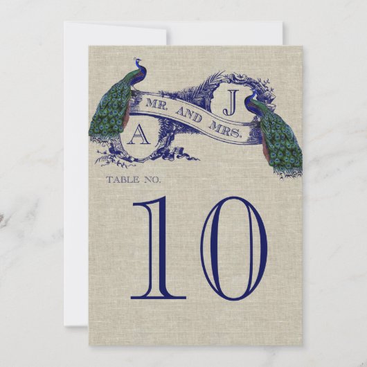 Pauw Rustiek Tafelnummerkaart voor Trouwfeest Kaart (Voorkant)