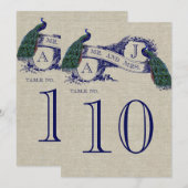 Pauw Rustiek Tafelnummerkaart voor Trouwfeest Kaart (Voorkant / Achterkant)