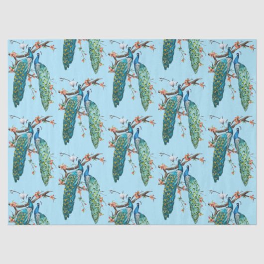 Pauw Serie Design 6 Blauwe Tissue Papier (Voorkant)
