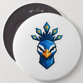 Pauw-sticker Ronde Button 6,0 Cm (Voorkant /achterkant)