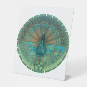 pauw symbool reclamebord met voetstuk