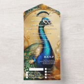  pauw thema bruiloft diner repetitie all in one uitnodiging (Binnen)