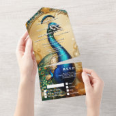 pauw thema bruiloft diner repetitie all in one uitnodiging (Afscheurbaar)