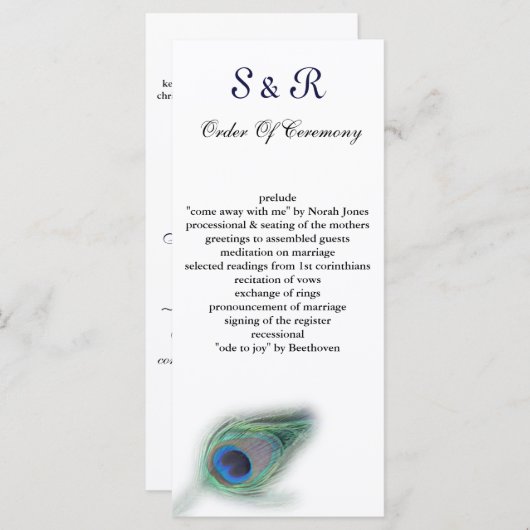 Pauw Trouwprogramma Programmakaart (Voorkant / Achterkant)