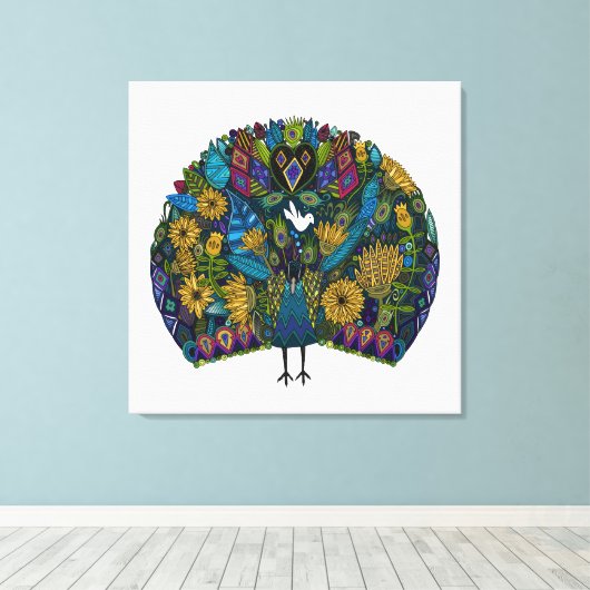 pauw tuinwit canvas afdruk (Insitu (Houten vloer))