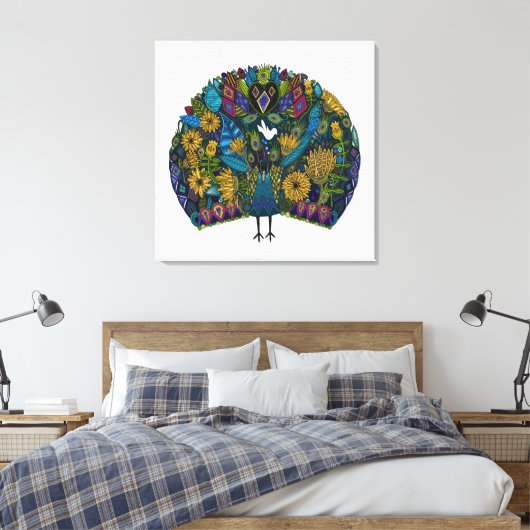 pauw tuinwit canvas afdruk (Insitu (Slaapkamer))