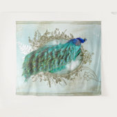 pauw turquoise shabby chic Tapestry Wandkleed (Voorkant (horizontaal))