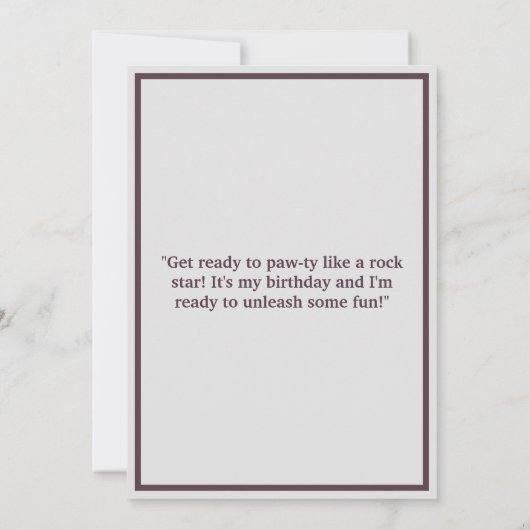 "Pauw-ty Time: The Ultimate Dog Birthday Invitatio Kaart (Achterkant)