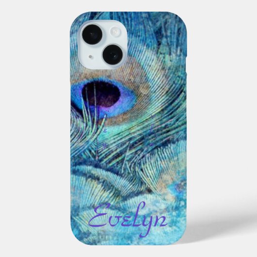 Pauw veer blauwgroen blauw paarse marmer elegant Case-Mate iPhone case (Achterkant)