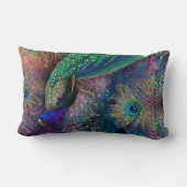 Pauw Veer Bloemen Goud Roze Glitter Kussen (Achterkant)