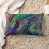 Pauw Veer Bloemen Goud Roze Glitter Kussen (Deken)