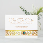 Pauw veer bruiloft bloeien vogel thema opslaan kaart (Staand voorkant)