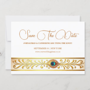 Pauw veer bruiloft bloeien vogel thema opslaan kaart