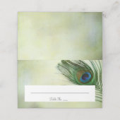  pauw veer bruiloft gevouwen plaatskaartje (Buitenkant ongevouwen)