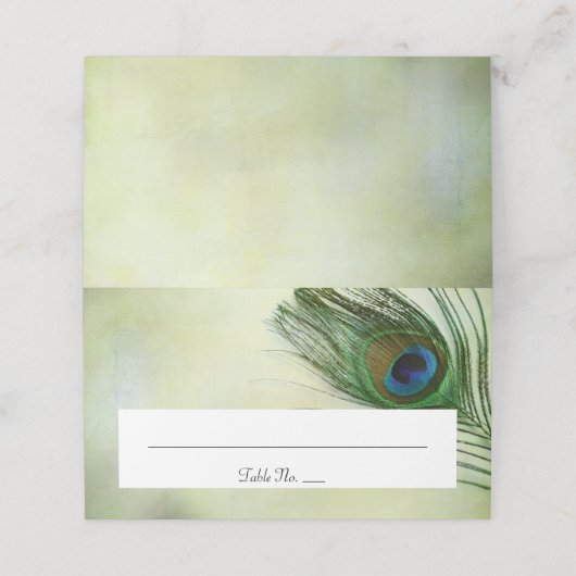  pauw veer bruiloft gevouwen plaatskaartje (Buitenkant ongevouwen)