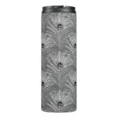 Pauw veer elegante zilvergrijs glitter look thermosbeker (Achterkant)