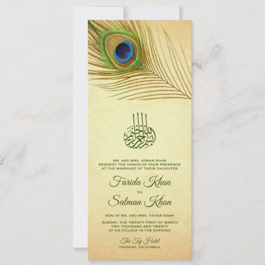  pauw veer islamitische moslim bruiloft kaart (Voorkant)