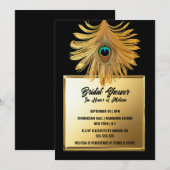 Pauw veer pluim zwart gouden vrijgezellenfeest kaart (Voorkant / Achterkant)