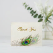 Pauw veren bruiloft Dank u Briefkaart (Staand voorkant)