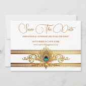 Pauw veren goud bloeien vogel thema kaart (Voorkant)