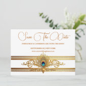 Pauw veren goud bloeien vogel thema kaart (Staand voorkant)