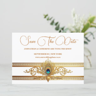 Pauw veren goud bloeien vogel thema kaart