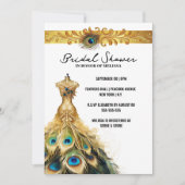 Pauw veren jurk elegant goud wit blauwgroen kaart (Voorkant)