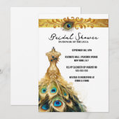 Pauw veren jurk elegant goud wit blauwgroen kaart (Voorkant / Achterkant)