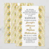 Pauw veren klassieke witte bruiloft uitnodigingen (Voorkant / Achterkant)