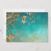 Pauw veren luxe natuur vogelverenkleed blauw save the date (Achterkant)