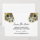 Pauw veren luxe vogel witgouden natuur save the date (Voorkant / Achterkant)