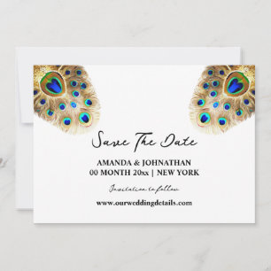 Pauw veren luxe vogel witgouden natuur save the date