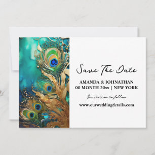 Pauw veren luxe vogelverenkleed verloving save the date