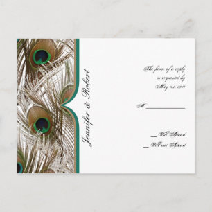 Pauw veren met dubbel Lijst RSVP Briefkaart