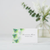  Pauw Veren Over Wit Visitekaartje (Staand voorkant)