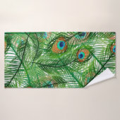 pauw-veren patroon badhanddoek (Badhanddoek)