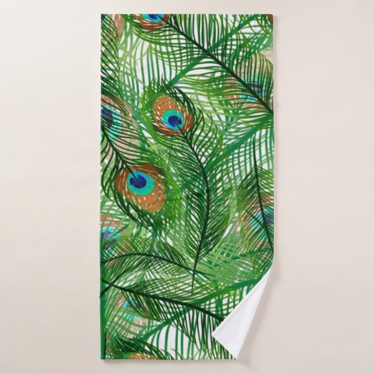 pauw-veren patroon badhanddoek (Badhanddoek)